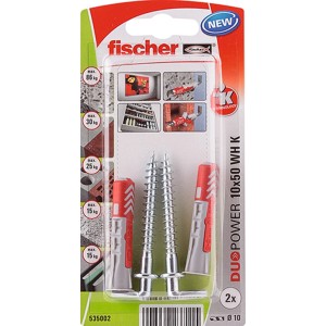 Fischer DuoPower 10x50 WH K tiplik, 2 darab, különböző felületekhez alkalmas.