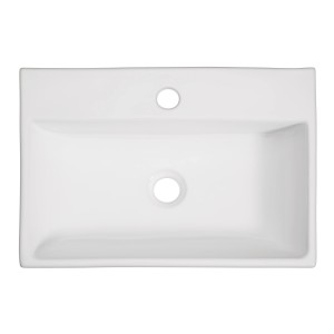 Fehér OBI Tamega pultra szerelhető mosdó, 52x36 cm, kerámia gyöngyöző hatással.