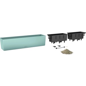 Lechuza Balconera Color 80, pasztellzöld virágláda (79 cm), tartozékokkal és növénybetétekkel.