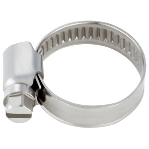 Rozsdamentes acél tömlőbilincs, 16-27 mm, a biztonságos tömlőcsatlakozásokhoz.
