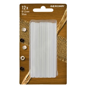 Olvadó ragasztórudak, 7,2 mm x 100 mm, 12 darabos blisztercsomagolásban. Ideális kézműveskedéshez.