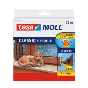 Tesa Moll Classic P-Profil csomagolás, barna ablak- és ajtótömítés, 25m