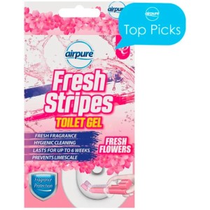 Airpure Fresh Stripes WC gél Fresh Flowers a higiénikus tisztaságért és a friss illatért.