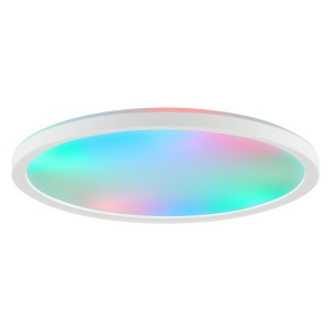 Fehér LED mennyezeti lámpa Velion RGB színváltással, Ø 29,3 cm. Modern lámpa nappaliba, hálószobába és előszobába.