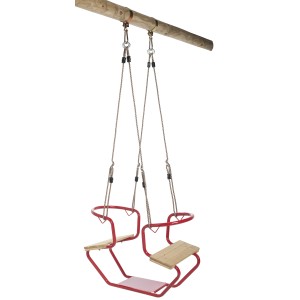 SwingKing dupla hintaülés gondola piros, kerti játékok tartozéka, kerek faanyaghoz.
