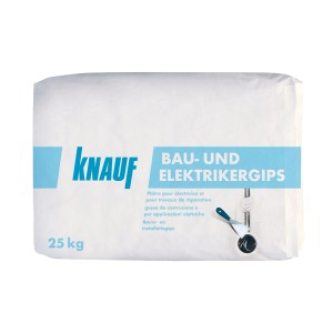 Zsák Knauf építő- és villanyszerelő gipsz, 25 kg, gyorsan kötő szerelőgipsz beltérre.