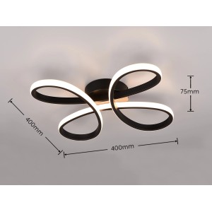 Modern, matt fekete LED mennyezeti lámpa Fly ívelt dizájnnal, 40 cm.
