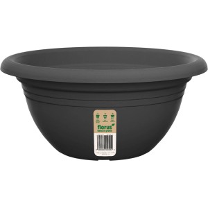 Antracit színű Florus Mediterran virágtál, Ø 30 cm, újrahasznosított műanyagból.