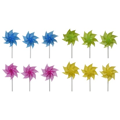 Decoris dekorációs szélmalom műanyag kültéri Ø 20 cm x 35 cm 12-féle változatban