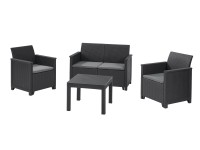 Keter Elodie műrattan kerti bútor szett chicago asztallal - grafit-hűvös szürke