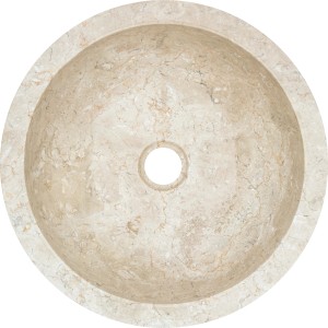 Kerek baliv WBA-7040 márvány mosdótál, Ø 40 cm, krémszínű-bézs egyedi erezettel.