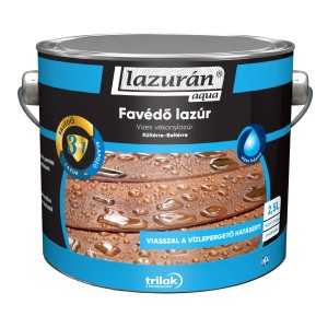 lazurán aqua faápolószer kék fém vödörben, beltéri és kültéri használatra.