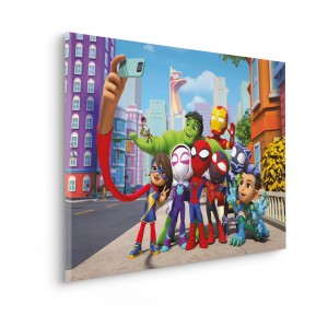 Komar vászonkép Spiderman szelfi mintával, 60x90 cm, fali dekoráció gyerekszobába.