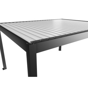 Biohort Pergola, 4x3m, sötétszürke-fehér, lamellás teraszfedés.