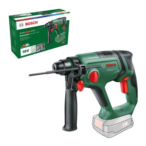 Bosch UniversalHammer 18V akkus fúrókalapács tartozékokkal és csomagolással.