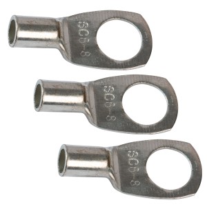3 db csősarú, 8 mm furatátmérő, autóvillamossághoz és 6 mm²-es kábelhez.