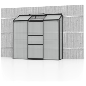Vitavia Ida 1300 üvegház, fekete keret, 1,3 m² terület. Ideális fűszernövényekhez, gyümölcsökhöz és zöldségekhez.