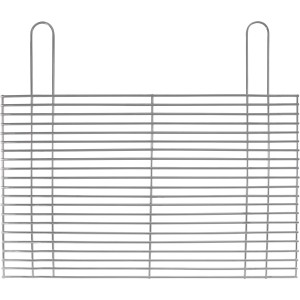 Téglalap alakú rozsdamentes acél grillrács, 40x67cm, gáz-, faszenes vagy elektromos grillekhez.