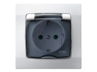 Káró földelt dugalj IP44 komplett fehér