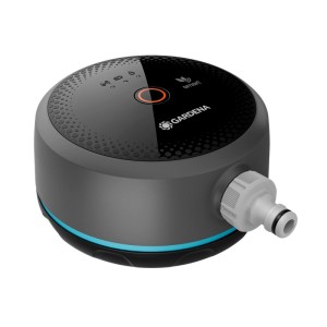 Gardena Smart Pipeline Water Control öntözőkomputer szürke színben, fehér csatlakozóval.