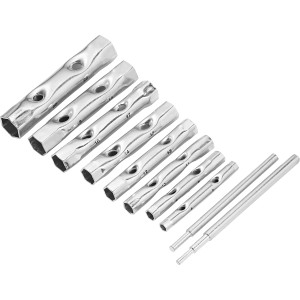 10 darabos csőkulcskészlet (6-22 mm) krómozott acélból, hatlapfejű csavarokhoz.