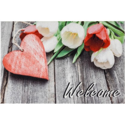 Astra Deco Print lábtörlő 40 cm x 60 cm szív piros