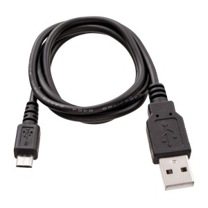 Fekete USB kábel USB-A és Micro-USB csatlakozóval.