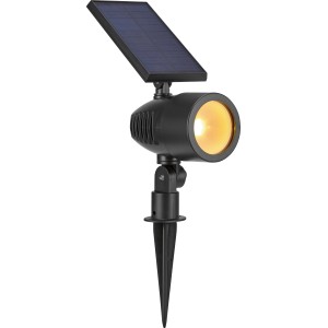 Fekete LED-es Fano szolár spot lámpa leszúrótüskével kertbe és teraszra.