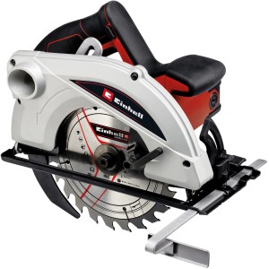 Einhell TC-CS 1410 kézi körfűrész: Kompakt körfűrész ezüst és piros színben, nagy fűrészlappal.