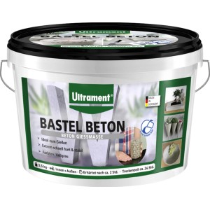 Ultrament Bastel Beton 3,5 kg-os vödör, világosszürke betonöntő anyag kreatív beltéri és kültéri barkácsprojektekhez.