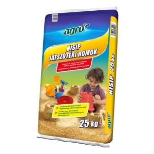 Játszótéri homok zsákban, gyerekkel és formákkal, 25 kg.