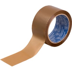 Barna LUX-TOOLS ragasztószalag, 50 mm x 66 m, kartonok és csomagok biztonságos lezárásához.