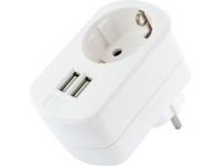 Csatlakozóaljzat-adapter 2 db USB-porttal fehér Csatlakozóaljzat-adapter 2 db USB-porttal fehér