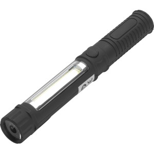 Fekete 3W COB LED Smart Line tolllámpa csíptetővel, ideális műhelybe és építkezésre.