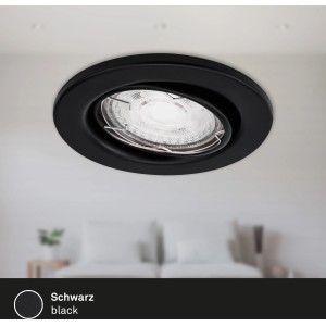 Brilo LED süllyesztett spotlámpa Sten 3 részes készlet, matt fekete, forgatható, beltéri használatra.