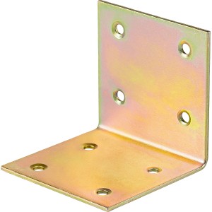 Sárga horganyzott széles szögvas 60x60x60 mm fa szerkezetekhez.