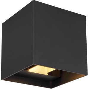 Modern, fekete LED kültéri lámpa Veronika a Globotól, négyzet alakú, 100x100 mm. Fali lámpa kültéri használatra.