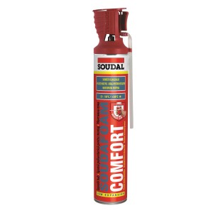 Soudal Purhabo Comfort purhab, piros poliuretán szerelőhab különféle alkalmazásokhoz.