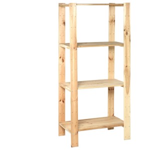 Fa nehéz teherbírású polcrendszer 4 polccal, 174x80x50 cm, FSC® tanúsítvánnyal rendelkező természetes puhafából.