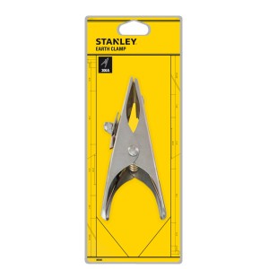 Stanley 300A földelő csipesz hegesztőgép tartozékokhoz sárga csomagoláson.
