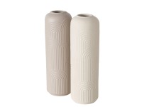 Boltze Home váza Aliette 2-féle változatban 8 cm átmérő x 25 cm bézs-fehér