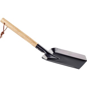 Fém szénlapát fa nyéllel grillhez és kandallóhoz.