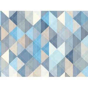A.S. Création Trendwall vlies tapéta kék-krém színű, geometrikus háromszög mintával.
