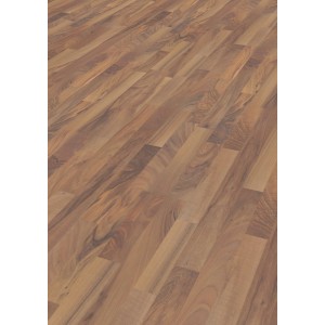Comfort laminált padló sötét dió színben, természetes matt felülettel, 7 mm vastagságban. Dekoratív fa hatású lakó- és kereskedelmi terekbe.