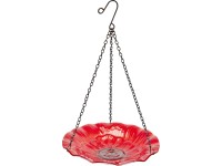 Madáritató függő üveg virág piros 23 cm átmérő Madáritató függő üveg virág piros 23 cm átmérő