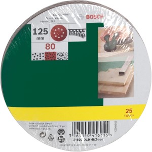 Bosch csiszolólap készlet excentercsiszolóhoz, 80-as szemcse, Ø 125 mm, 25 darab