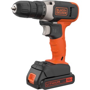 Black+Decker 18V akkus fúró-csavarozó BCD001C1 1,5 Ah akkumulátorral, narancs-fekete