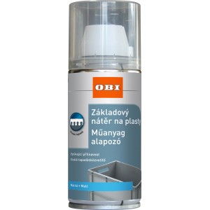 Spray műanyag alapozó, alkalmas OBI barkács projektekhez.