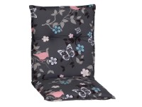 Székpárna Bregenz alacsonytámlás székhez szürke virágokkal