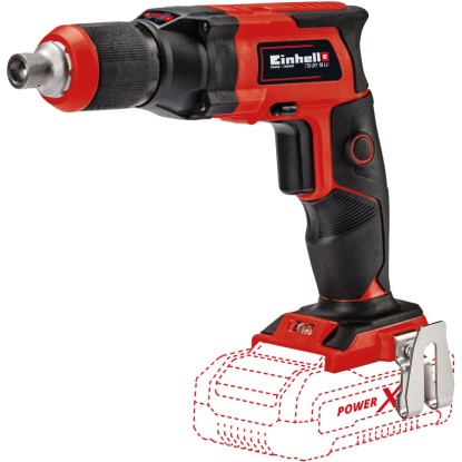 Einhell TE-DY 18 Li Solo akkus gipszkarton csavarozó kofferben, piros/fekete. Akkus fúró akkumulátor nélkül.